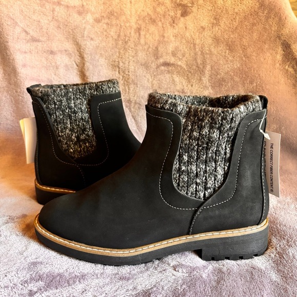 St Johns Bay Women's Black Knit Ankle Boots Memory Foam Comfort Size 7.5 Medium - Picture 3 of 8